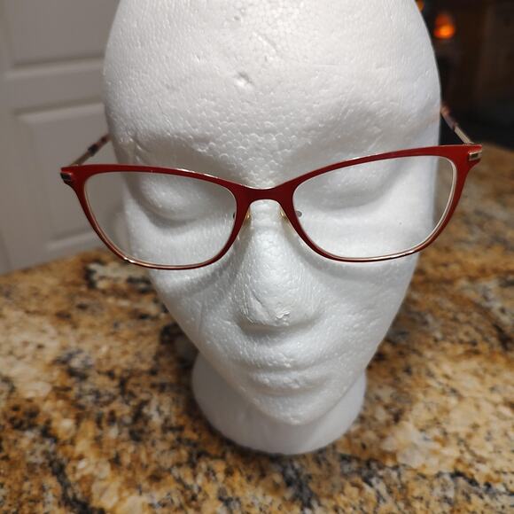 Marc Jacobs Eyeglasses Womens 53-17 Red Gold Cat Eye Clear Frames Designer - Picture 2 of 12